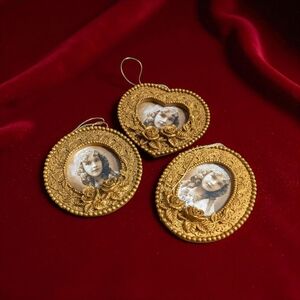 Vintage Antique Style Ornate Gold Photo Frame Ornaments- Christmas Decor